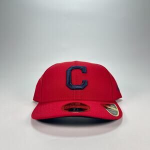 New Era 59FIFTY Red Cleveland Indians Guardians Low Profile Fitted Hat 7 1/2